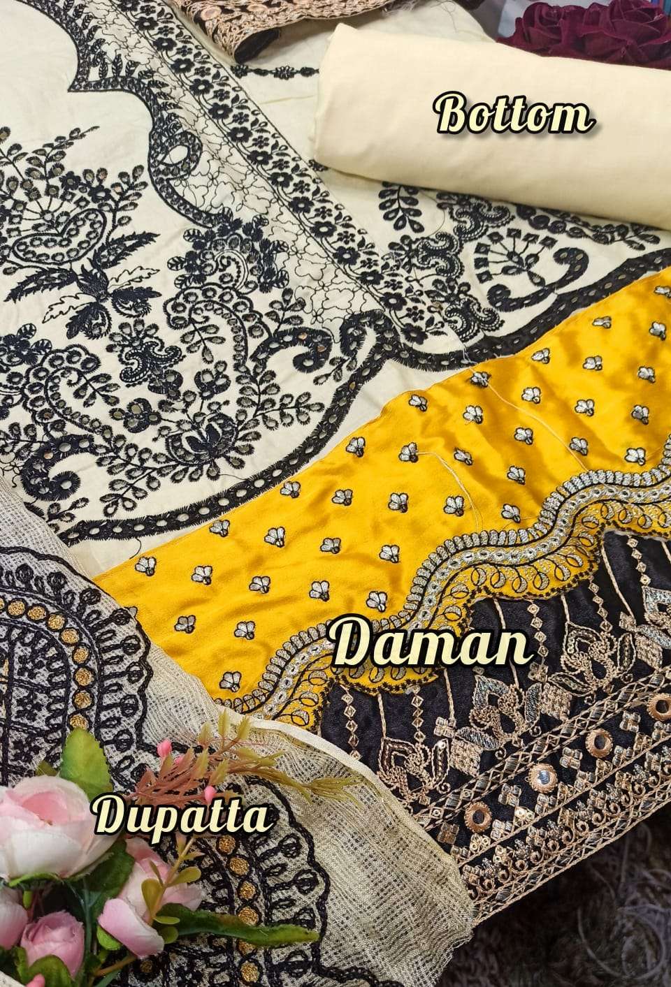 Qalamkar 103 By Sana Maryam Beautiful Colorful Stylish Fancy Casual Wear & Ethnic Wear & Cambric Cotton With Heavy Embroidery And Back Print Dresses At Wholesale Price