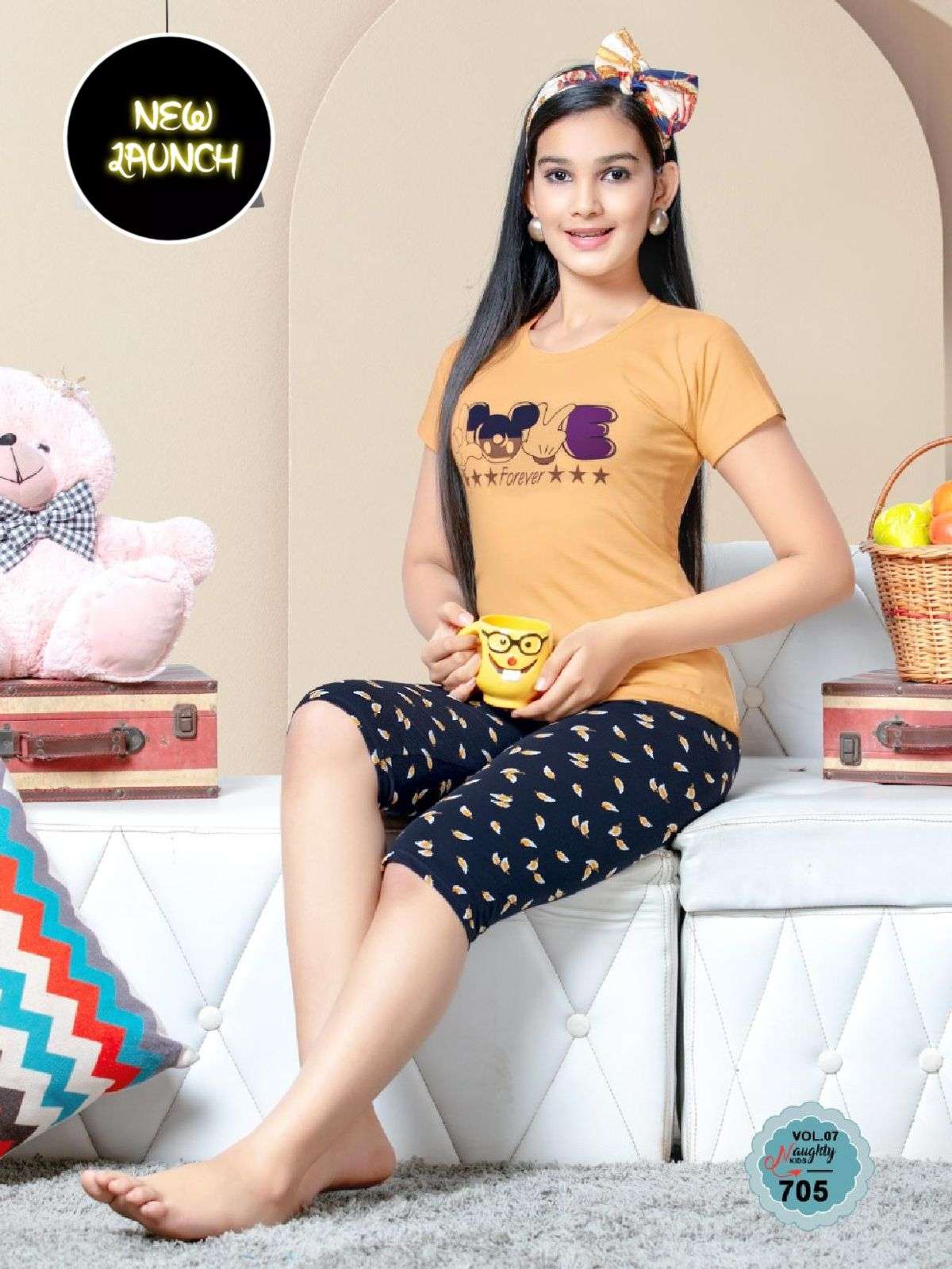CAPRI VOL-7 BY FASHION TALK 701 TO 706 SERIES BEAUTIFUL STYLISH FANCY COLORFUL CASUAL WEAR & ETHNIC WEAR HOSIERY COTTON NIGHT SUITS AT WHOLESALE PRICE