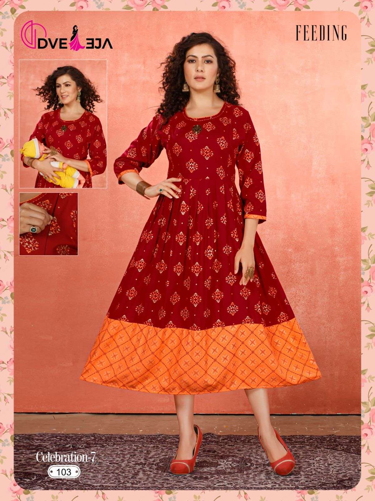 CELEBRATION VOL-7 BY DVEEJA 101 TO 106 SERIES DESIGNER STYLISH FANCY COLORFUL BEAUTIFUL PARTY WEAR & ETHNIC WEAR COLLECTION PURE RAYON KURTIS AT WHOLESALE PRICE