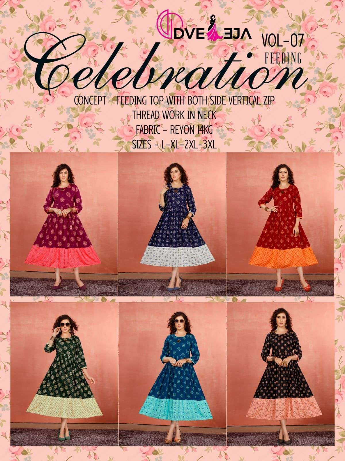 CELEBRATION VOL-7 BY DVEEJA 101 TO 106 SERIES DESIGNER STYLISH FANCY COLORFUL BEAUTIFUL PARTY WEAR & ETHNIC WEAR COLLECTION PURE RAYON KURTIS AT WHOLESALE PRICE