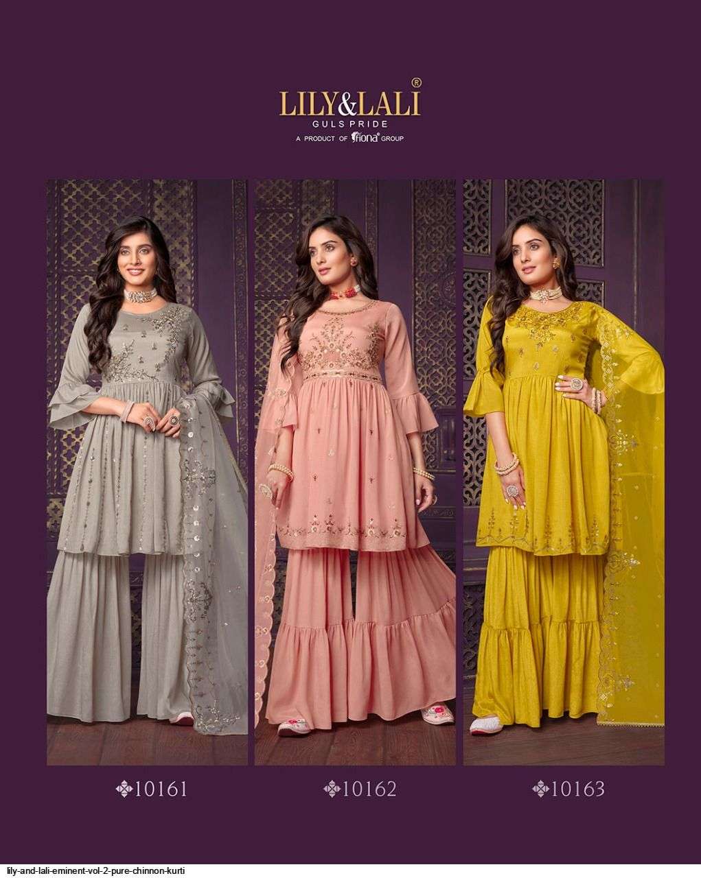 Eminent Vol-2 By Lily And Lali 10161 To 10166 Series Beautiful Colorful Stylish Fancy Casual Wear & Ethnic Wear Chinnon Embroidered Dresses At Wholesale Price