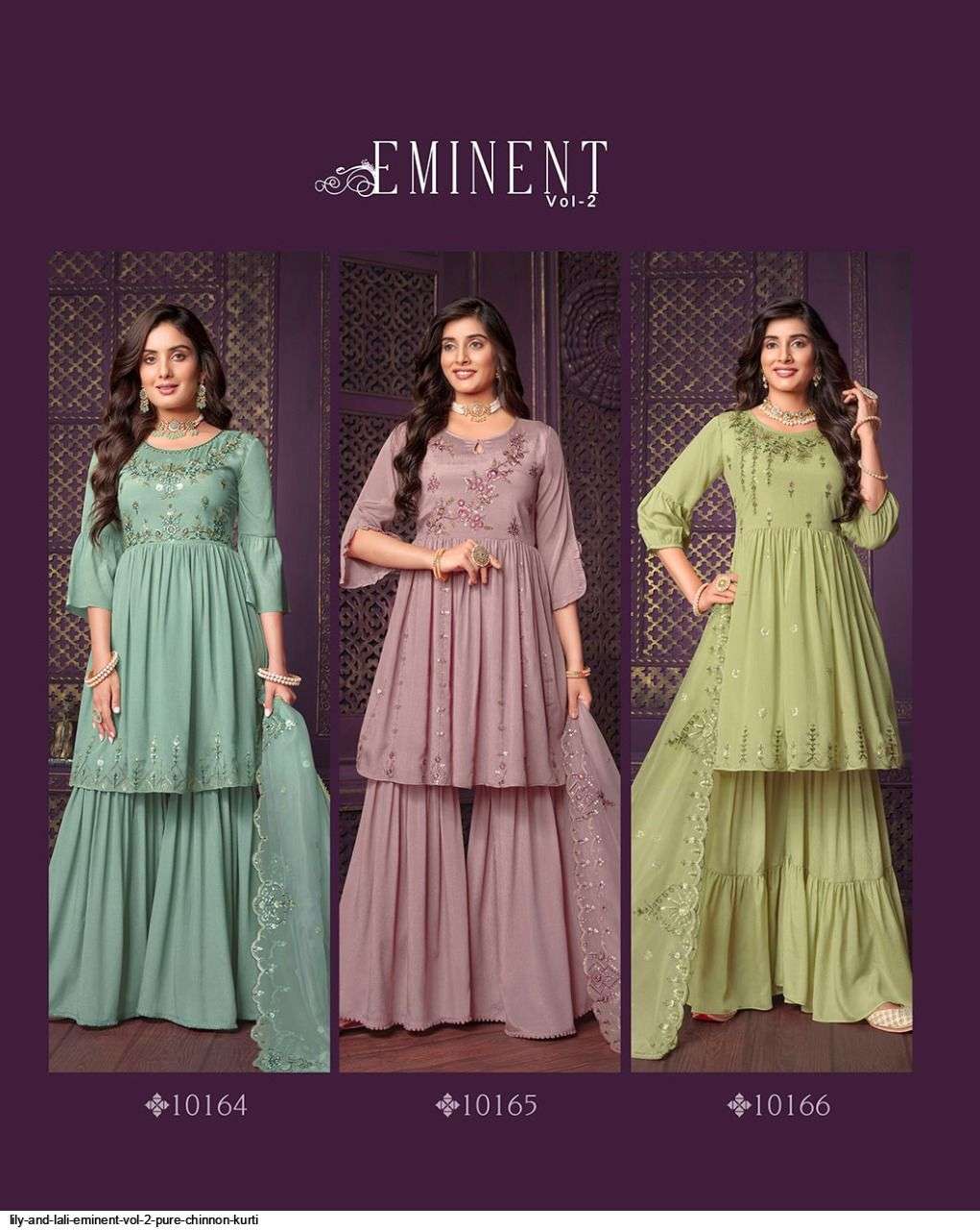 Eminent Vol-2 By Lily And Lali 10161 To 10166 Series Beautiful Colorful Stylish Fancy Casual Wear & Ethnic Wear Chinnon Embroidered Dresses At Wholesale Price