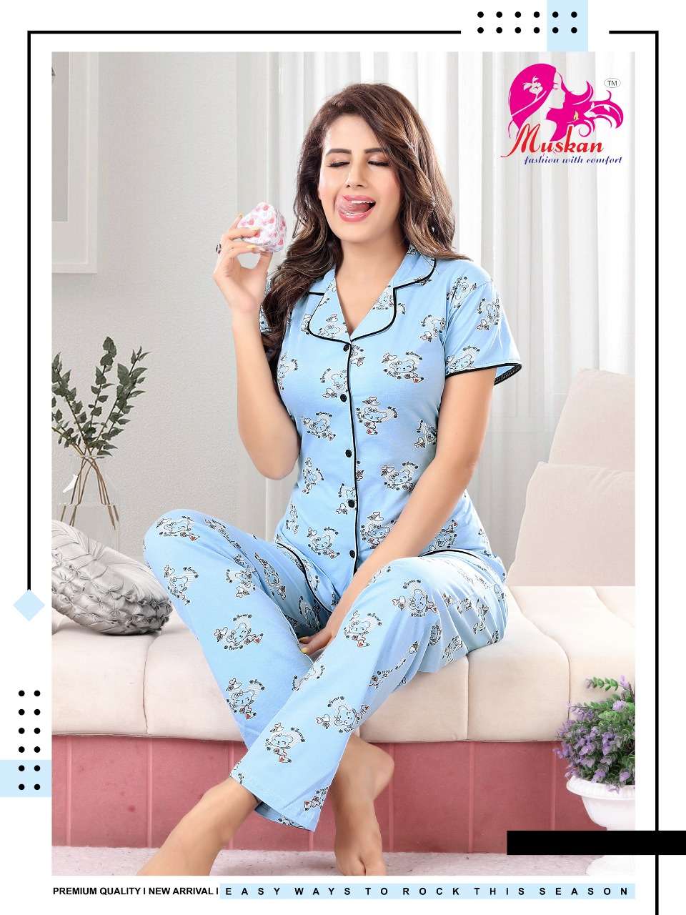 SAHELI VOL-971 BY MUSKAN 01 TO 06 SERIES BEAUTIFUL STYLISH FANCY COLORFUL CASUAL WEAR & ETHNIC WEAR HOSIERY COTTON NIGHT SUITS AT WHOLESALE PRICE