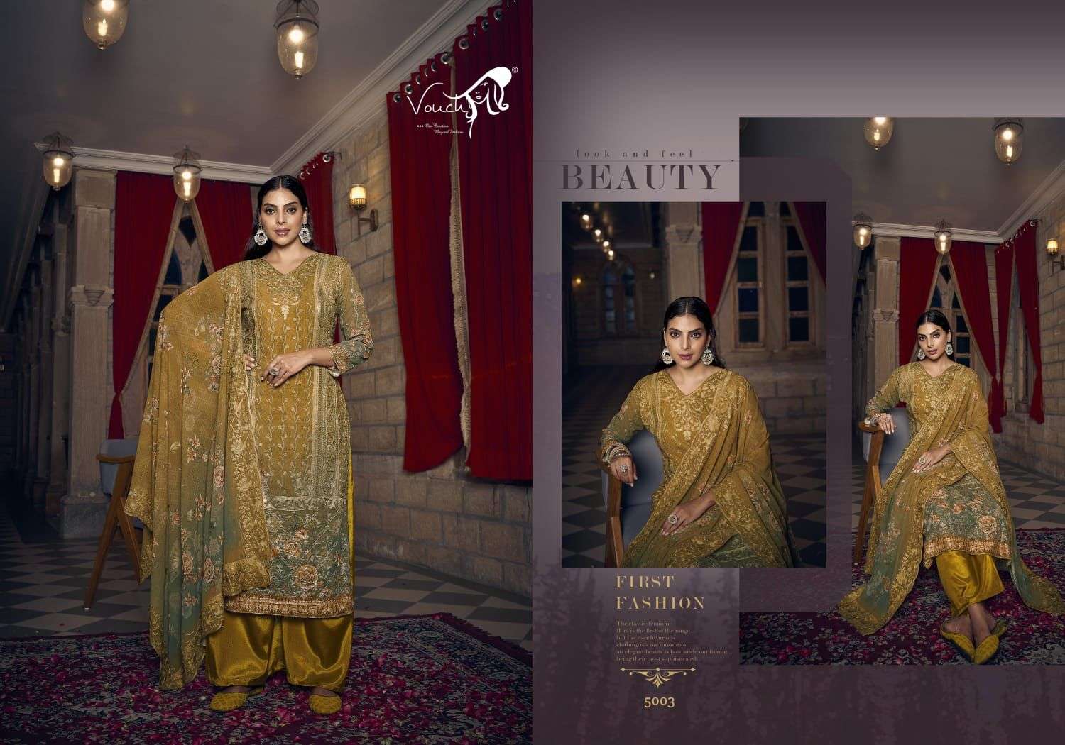 Gulistan By Vouche 5001 To 5006 Series Beautiful Suits Colorful Stylish Fancy Casual Wear Heavy Georgette Digital Print Dresses At Wholesale Price