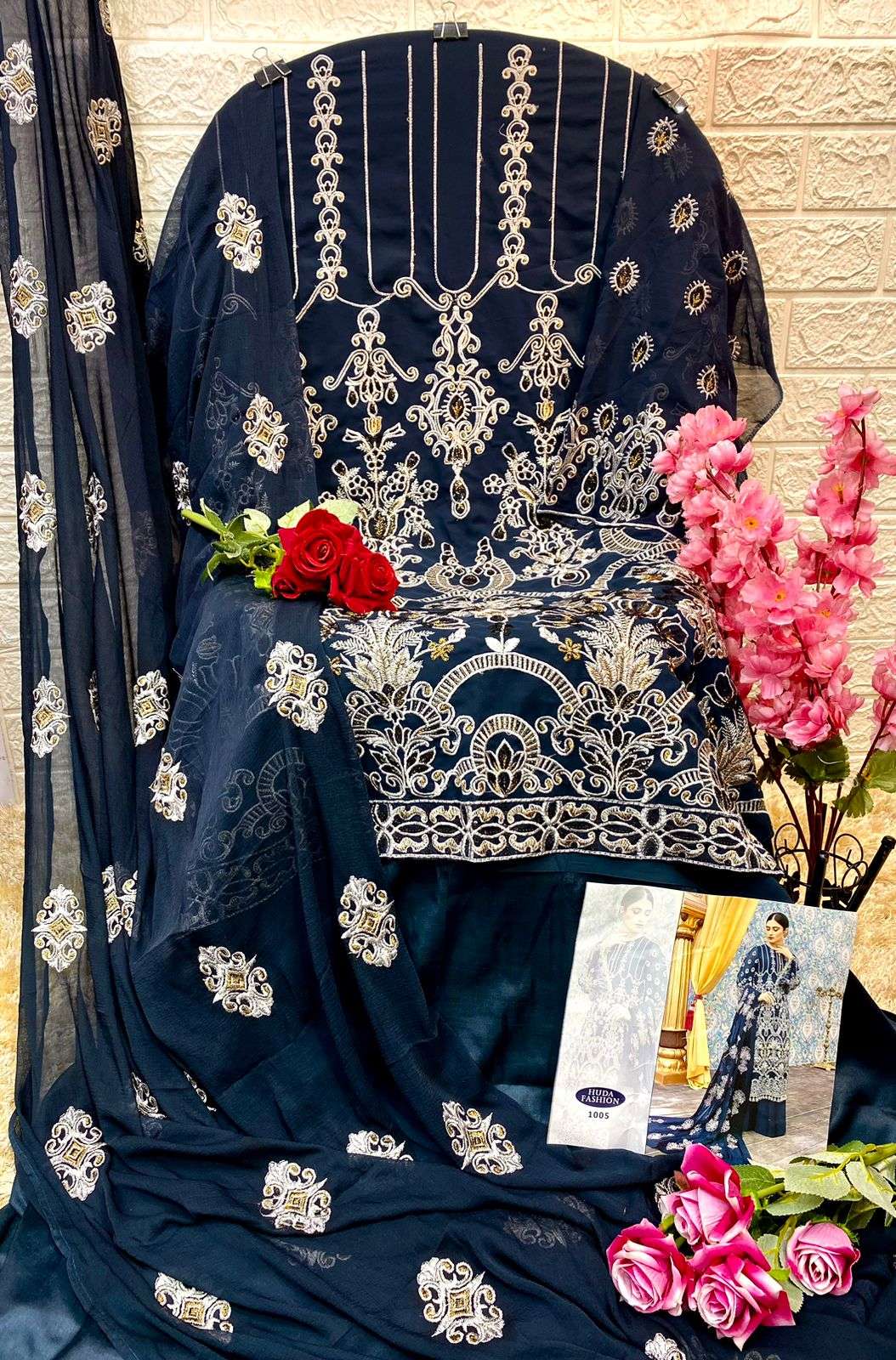 HUDA HIT DESIGN 1005 BY HUDA FASHION DESIGNER FESTIVE PAKISTANI SUITS COLLECTION BEAUTIFUL STYLISH FANCY COLORFUL PARTY WEAR & OCCASIONAL WEAR FAUX GEORGETTE EMBROIDERED DRESSES AT WHOLESALE PRICE