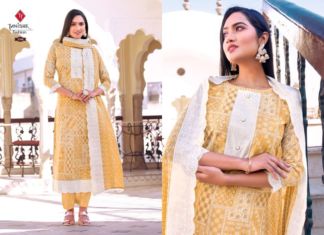 FALAK VOL 4 BY TANISHK FASHION 5301 TO 5308 SERIES DESIGNER STYLISH FANCY COLORFUL BEAUTIFUL PARTY WEAR & PURE COTTON PRINT KURTIS AT WHOLESALE PRICE