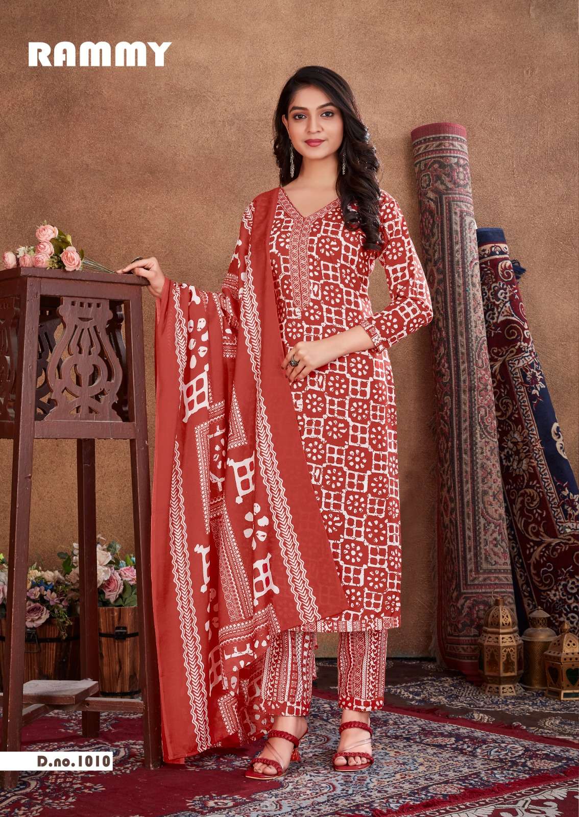 RAMMY BY SKT SUITS 1001 TO 1012 SERIES BEAUTIFUL FESTIVE SUITS COLORFUL STYLISH FANCY CASUAL WEAR & ETHNIC WEAR SOFT COTTON PRINT DRESSES AT WHOLESALE PRICE