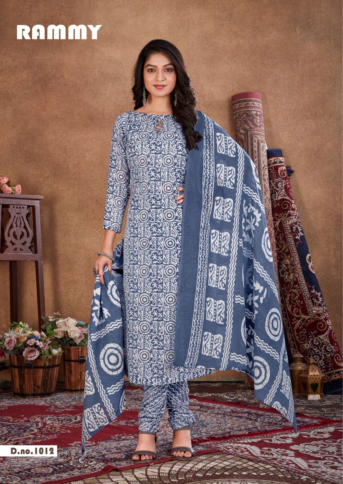 RAMMY BY SKT SUITS 1001 TO 1012 SERIES BEAUTIFUL FESTIVE SUITS COLORFUL STYLISH FANCY CASUAL WEAR & ETHNIC WEAR SOFT COTTON PRINT DRESSES AT WHOLESALE PRICE