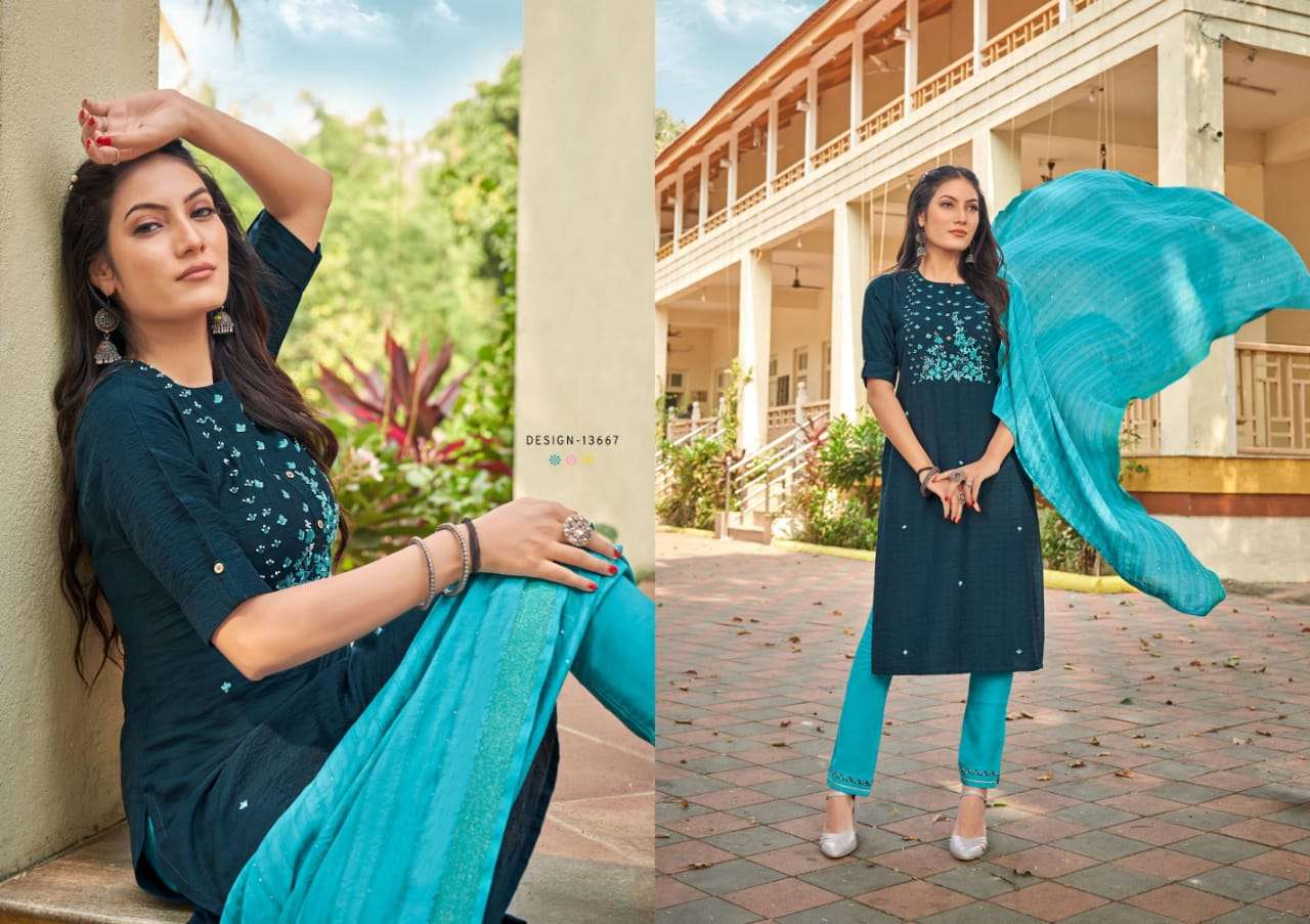 HECTOR BY KALAROOP 13664 TO 13669 SERIES DESIGNER SUITS BEAUTIFUL FANCY COLORFUL STYLISH PARTY WEAR & OCCASIONAL WEAR HEAVY COTTON SILK EMBROIDERY DRESSES AT WHOLESALE PRICE