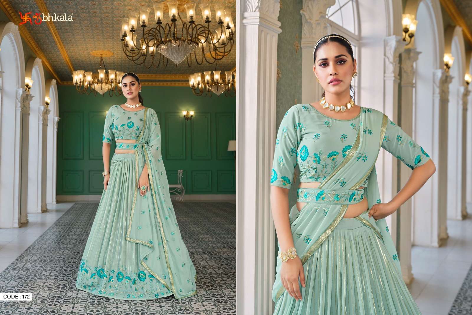 Girlish Vol-4 By Shubhkala 171 To 176 Series Indian Traditional Beautiful Stylish Designer Banarasi Silk Jacquard Embroidered Party Wear Georgette Lehengas At Wholesale Price