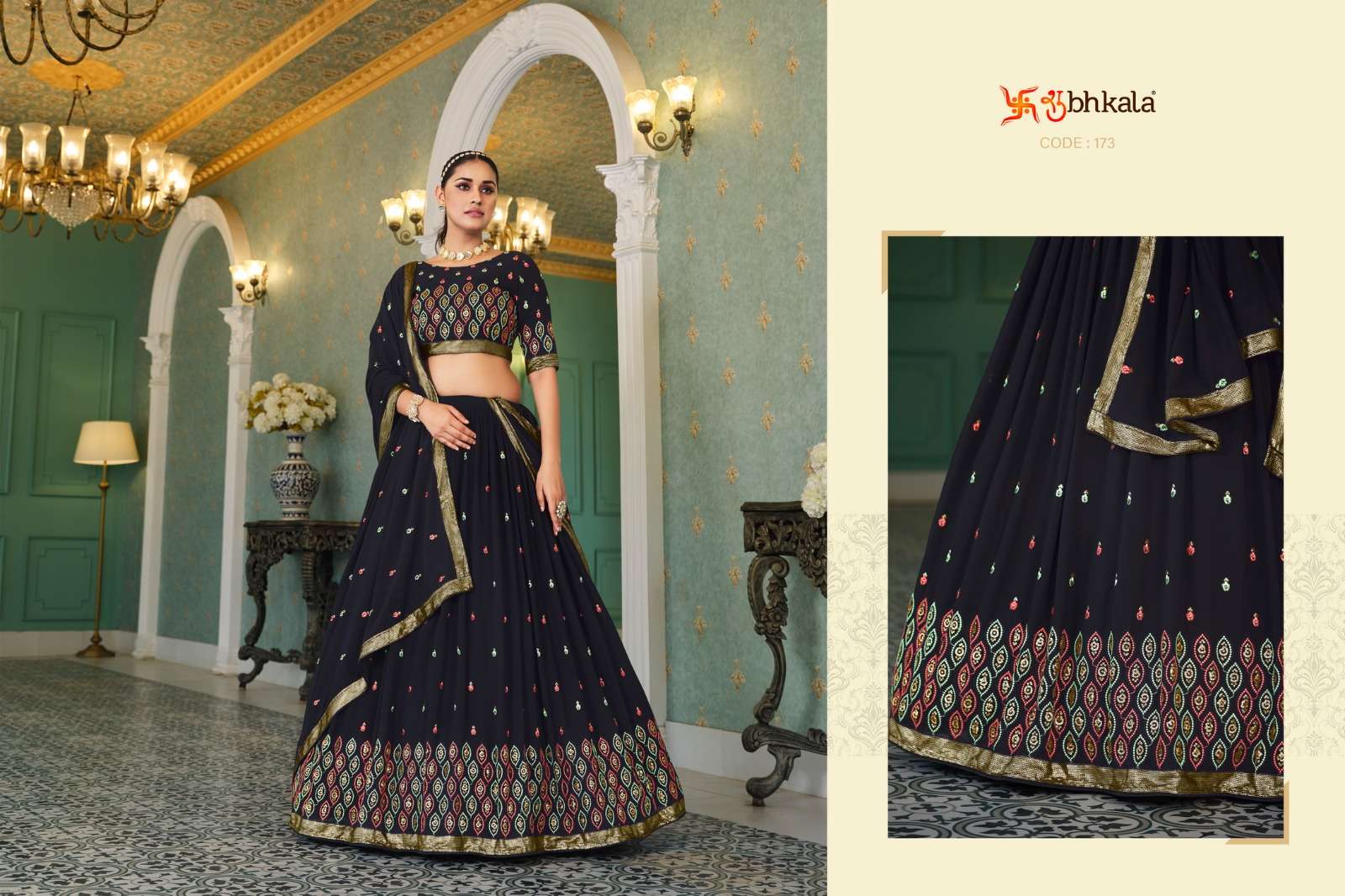 Girlish Vol-4 By Shubhkala 171 To 176 Series Indian Traditional Beautiful Stylish Designer Banarasi Silk Jacquard Embroidered Party Wear Georgette Lehengas At Wholesale Price