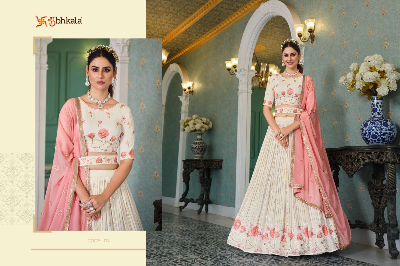 Girlish Vol-4 By Shubhkala 171 To 176 Series Indian Traditional Beautiful Stylish Designer Banarasi Silk Jacquard Embroidered Party Wear Georgette Lehengas At Wholesale Price