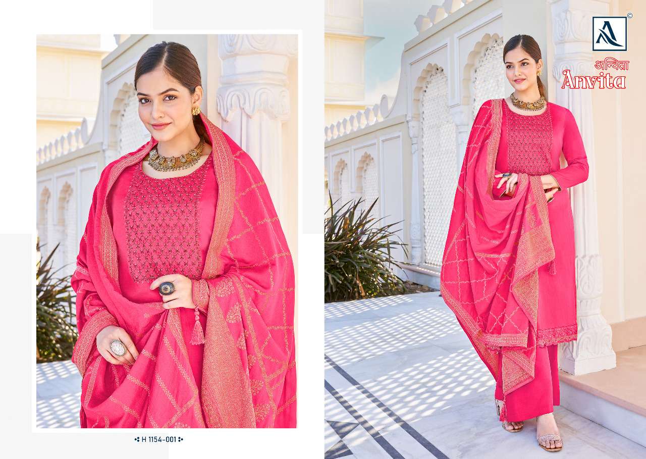 ANVITA BY ALOK SUITS 1154-001 TO 1154-006 SERIES DESIGNER STYLISH FANCY COLORFUL BEAUTIFUL PARTY WEAR & ETHNIC WEAR COLLECTION PURE VISCOSE JACQUARD DRESSES AT WHOLESALE PRICE