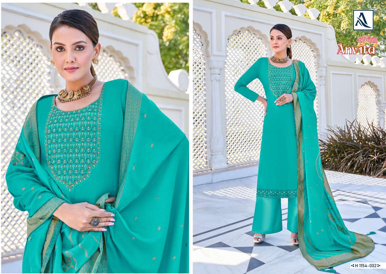 ANVITA BY ALOK SUITS 1154-001 TO 1154-006 SERIES DESIGNER STYLISH FANCY COLORFUL BEAUTIFUL PARTY WEAR & ETHNIC WEAR COLLECTION PURE VISCOSE JACQUARD DRESSES AT WHOLESALE PRICE
