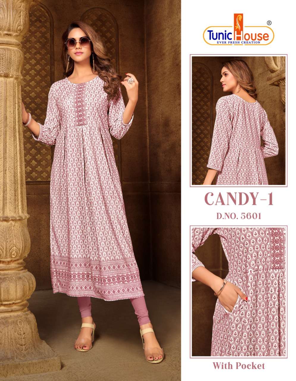 CANDY VOL-1 BY TUNIC HOUSE 5601 TO 5607 SERIES DESIGNER STYLISH FANCY COLORFUL BEAUTIFUL PARTY WEAR & ETHNIC WEAR COLLECTION VISCOSE RAYON KURTIS AT WHOLESALE PRICE