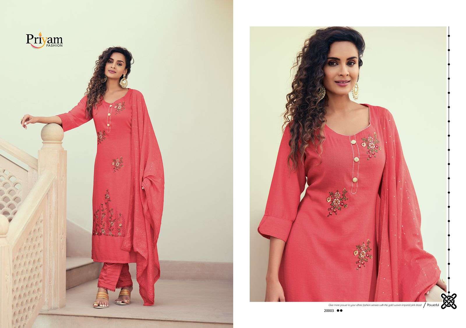 IQRA VOL-2 BY PRIYAM 20001 TO 20006 SERIES BEAUTIFUL FESTIVE SUITS COLORFUL STYLISH FANCY CASUAL WEAR & ETHNIC WEAR PURE CHINNON EMBROIDERED DRESSES AT WHOLESALE PRICE