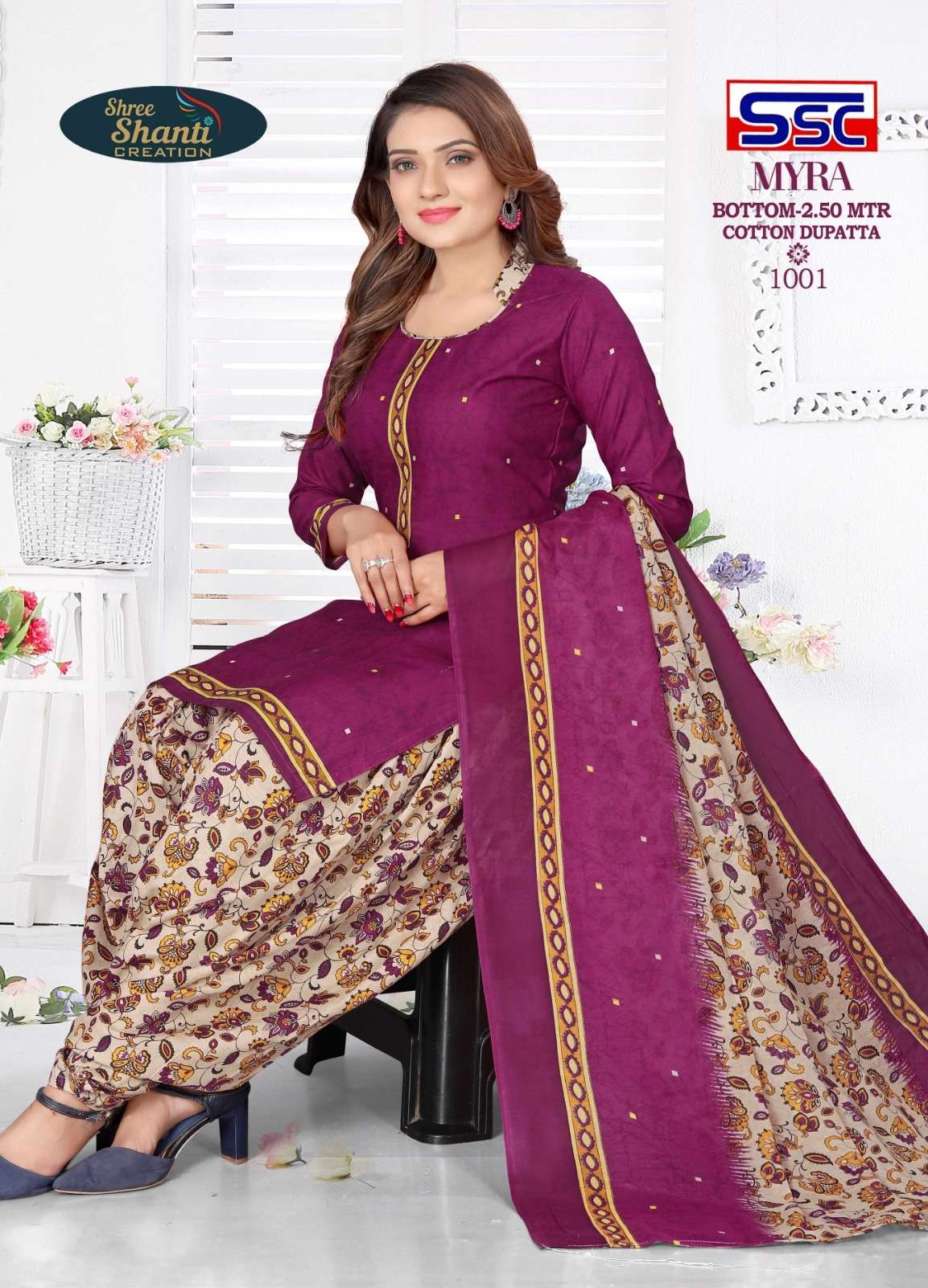 MYRA VOL-6 BY SHREE SHANTI CREATION 1001 TO 1012 SERIES BEAUTIFUL SUITS COLORFUL STYLISH FANCY CASUAL WEAR & ETHNIC WEAR SOFT COTTON DRESSES AT WHOLESALE PRICE