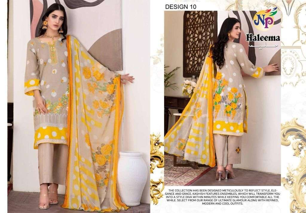 HALEEMA BY NAND GOPAL PRINTS 01 TO 10 SERIES BEAUTIFUL SUITS COLORFUL STYLISH FANCY CASUAL WEAR & ETHNIC WEAR LAWN COTTON DRESSES AT WHOLESALE PRICE