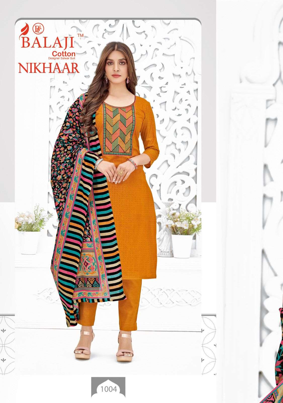 NIKHAAR BY BALAJI COTTON 5001 TO 5010 SERIES BEAUTIFUL SUITS COLORFUL STYLISH FANCY CASUAL WEAR & ETHNIC WEAR COTTON DRESSES AT WHOLESALE PRICE