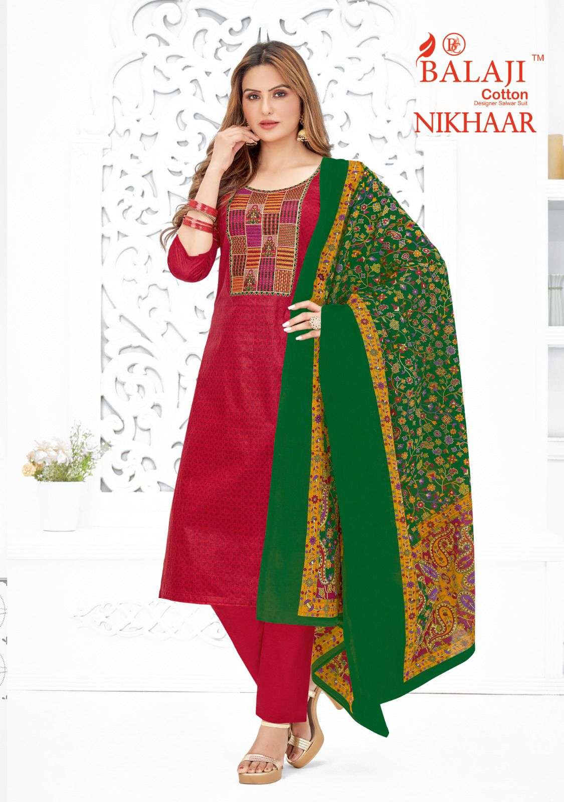 NIKHAAR BY BALAJI COTTON 5001 TO 5010 SERIES BEAUTIFUL SUITS COLORFUL STYLISH FANCY CASUAL WEAR & ETHNIC WEAR COTTON DRESSES AT WHOLESALE PRICE
