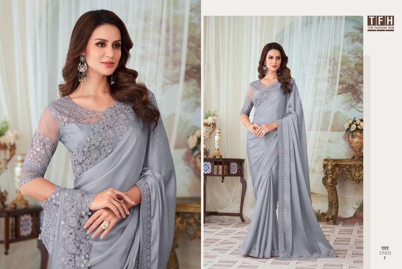 Silver Screen 27003 Colours By Tfh 27003-A To 27003-F Series Indian Traditional Wear Collection Beautiful Stylish Fancy Colorful Party Wear & Occasional Wear Fancy Sarees At Wholesale Price