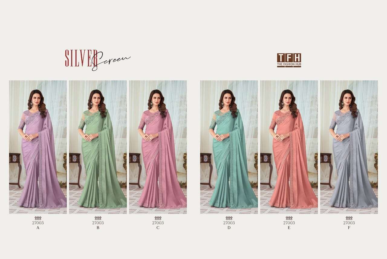 Silver Screen 27003 Colours By Tfh 27003-A To 27003-F Series Indian Traditional Wear Collection Beautiful Stylish Fancy Colorful Party Wear & Occasional Wear Fancy Sarees At Wholesale Price