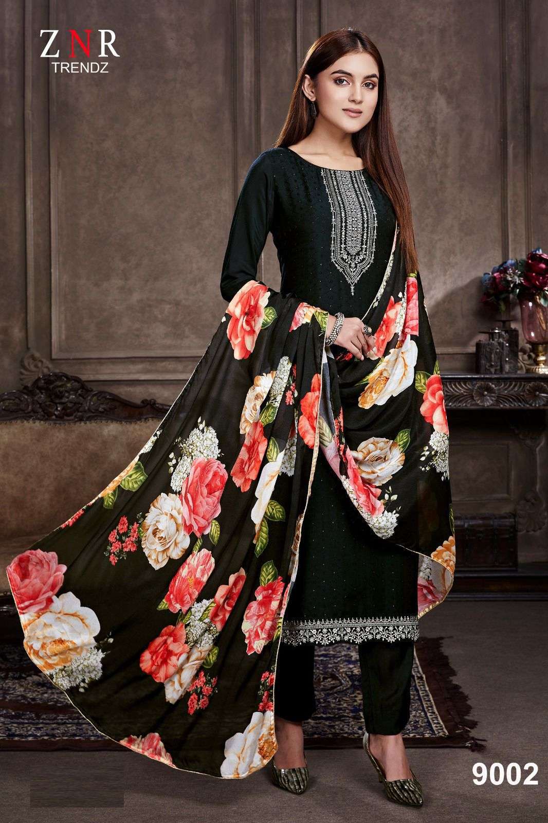 Zeenat By Znr Trendz 9001 To 9006 Series Beautiful Stylish Suits Fancy Colorful Casual Wear & Ethnic Wear & Ready To Wear Pure Muslin Jacquard Embroidered Dresses At Wholesale Price