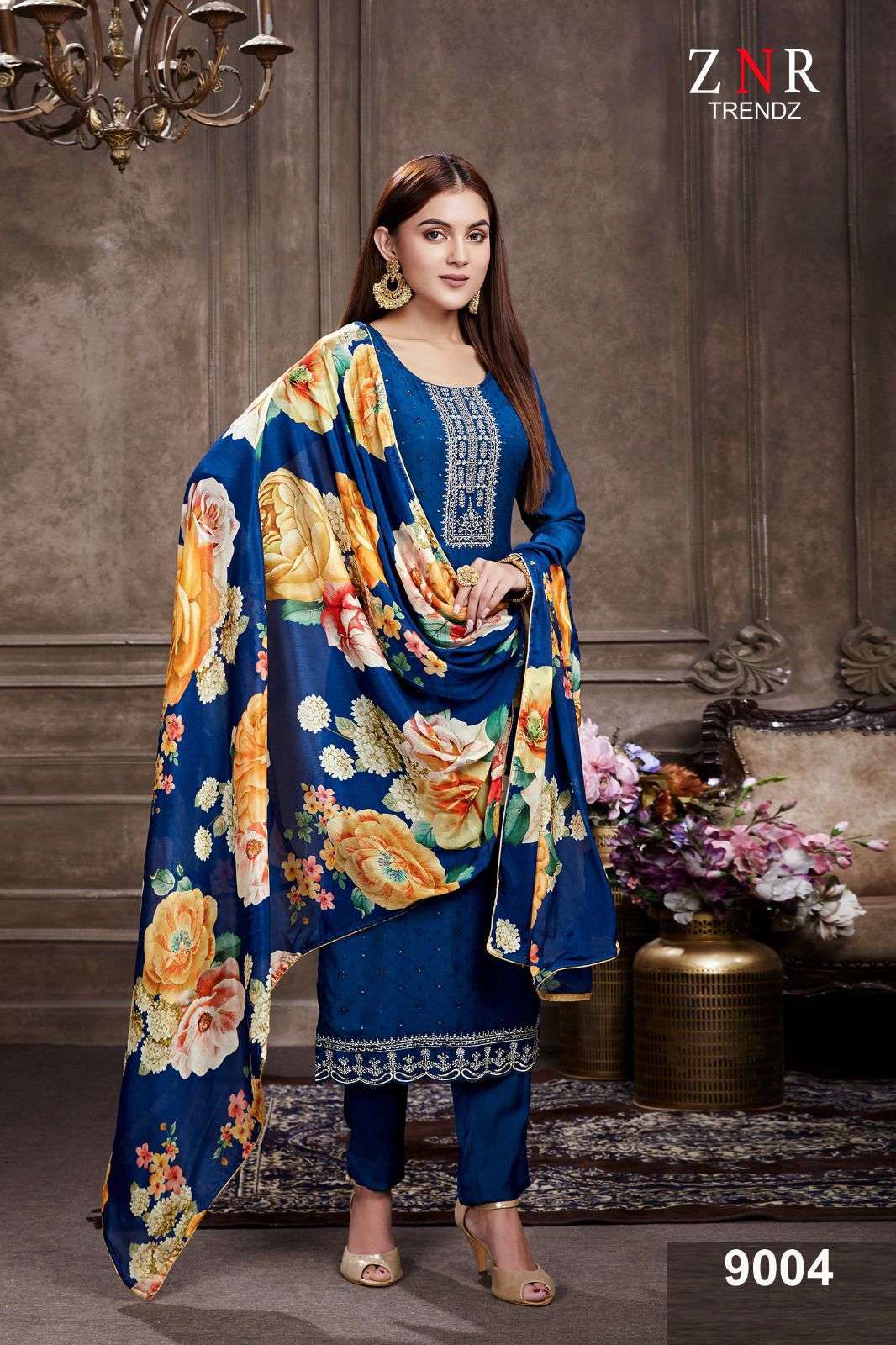 Zeenat By Znr Trendz 9001 To 9006 Series Beautiful Stylish Suits Fancy Colorful Casual Wear & Ethnic Wear & Ready To Wear Pure Muslin Jacquard Embroidered Dresses At Wholesale Price