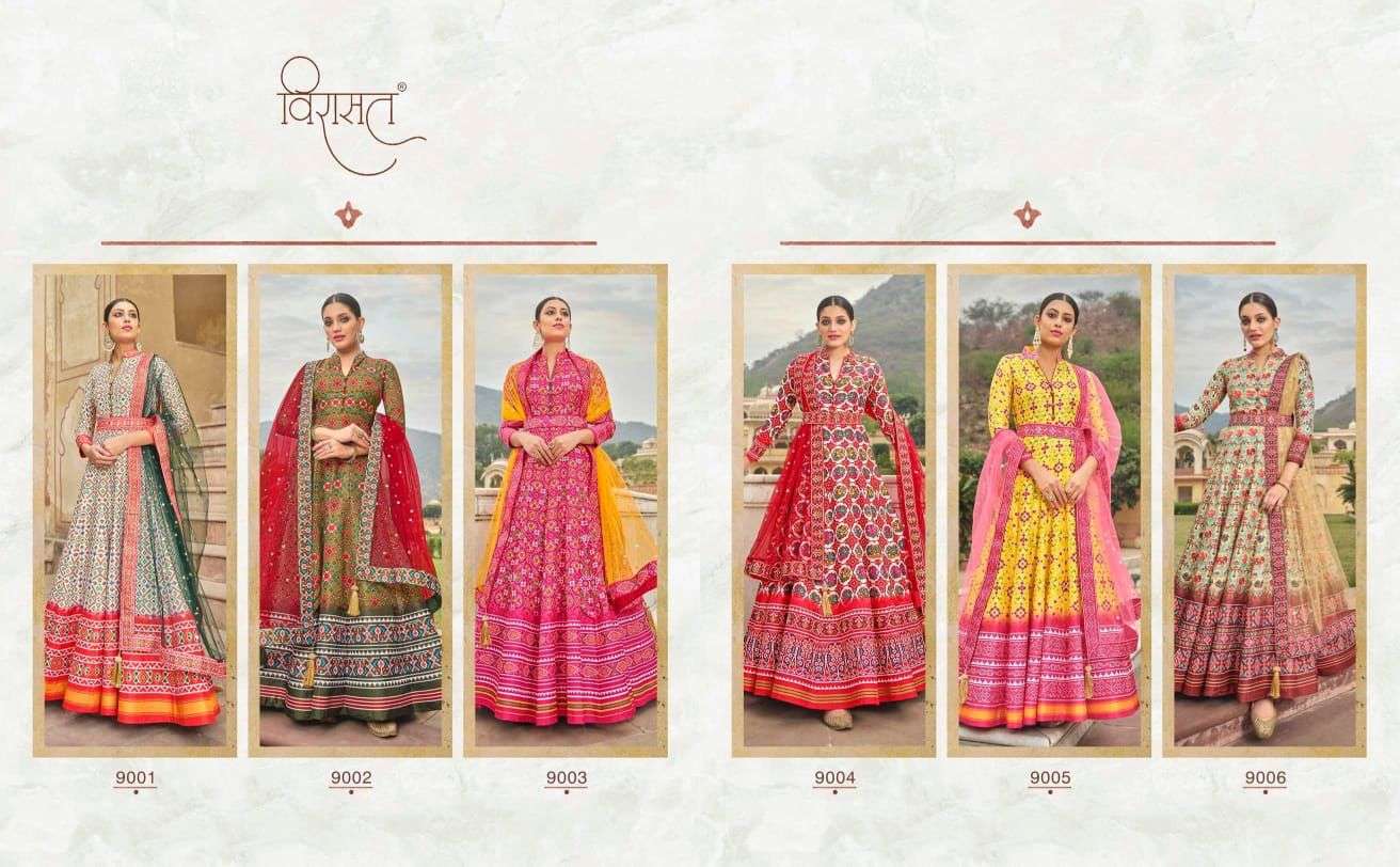 Patola By Virasat 9001 To 9006 Series Beautiful Stylish Fancy Colorful Casual Wear & Ethnic Wear Dola Silk Gowns With Dupatta At Wholesale Price