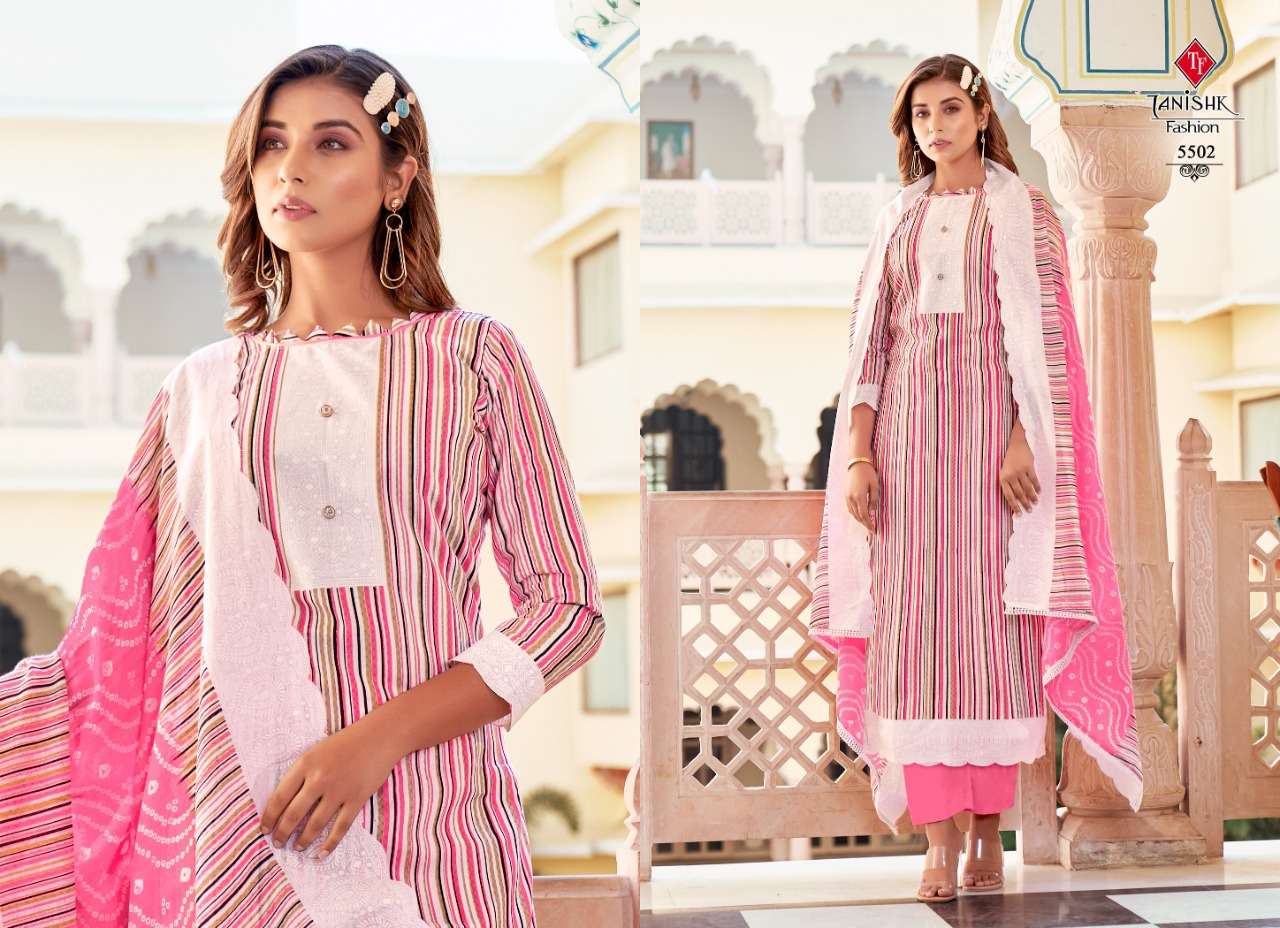 FIRDOUS BY TANISHK FASHION 5501 TO 5508 SERIES BEAUTIFUL SUITS COLORFUL STYLISH FANCY CASUAL WEAR PURE COTTON DIGITAL PRINT DRESSES AT WHOLESALE PRICE