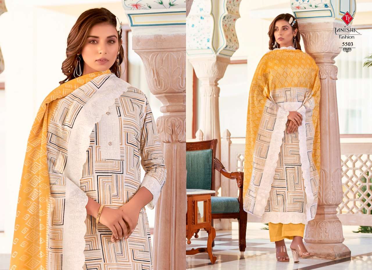 FIRDOUS BY TANISHK FASHION 5501 TO 5508 SERIES BEAUTIFUL SUITS COLORFUL STYLISH FANCY CASUAL WEAR PURE COTTON DIGITAL PRINT DRESSES AT WHOLESALE PRICE