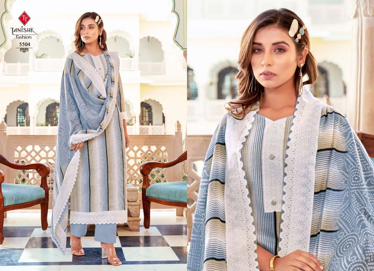 FIRDOUS BY TANISHK FASHION 5501 TO 5508 SERIES BEAUTIFUL SUITS COLORFUL STYLISH FANCY CASUAL WEAR PURE COTTON DIGITAL PRINT DRESSES AT WHOLESALE PRICE