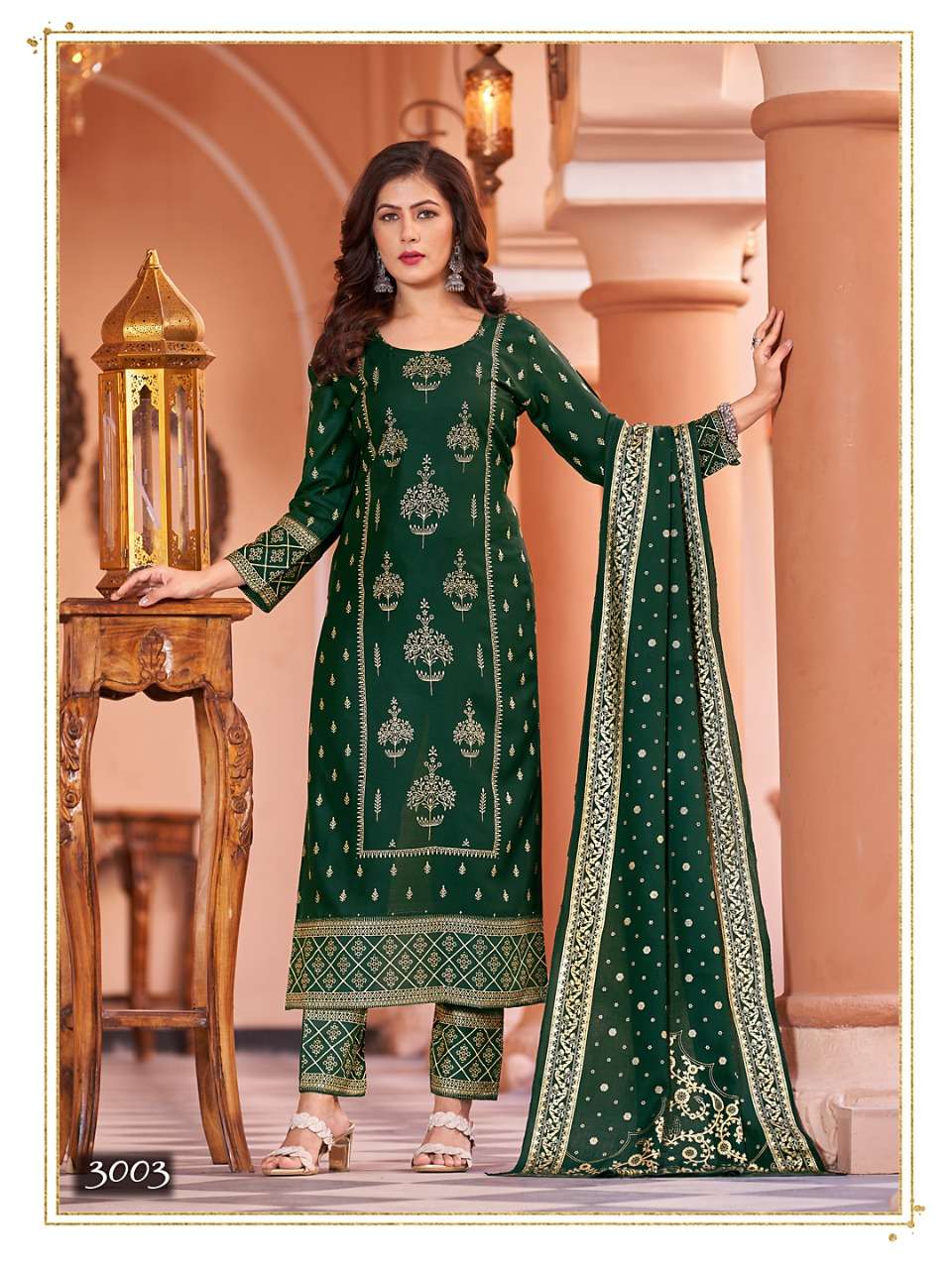 NYKAA VOL-3 BY BANWERY FASHION 3001 TO 3006 SERIES BEAUTIFUL STYLISH SUITS FANCY COLORFUL CASUAL WEAR & ETHNIC WEAR & READY TO WEAR RAYON FOIL DRESSES AT WHOLESALE PRICE