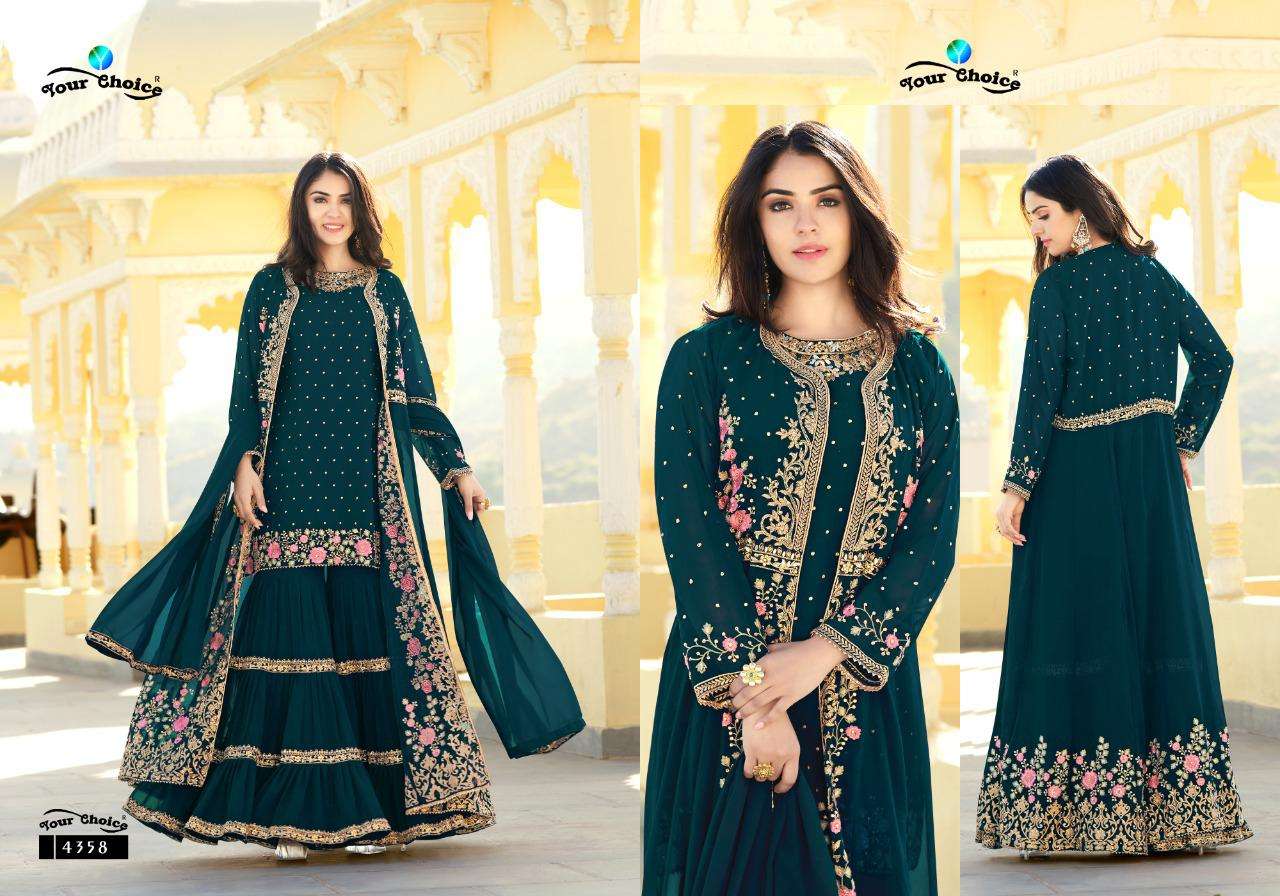 Fashionista Vol-2 By Your Choice 4355 To 4360 Series Beautiful Sharara Suits Colorful Stylish Fancy Casual Wear & Ethnic Wear Georgette Embroidered Dresses At Wholesale Price