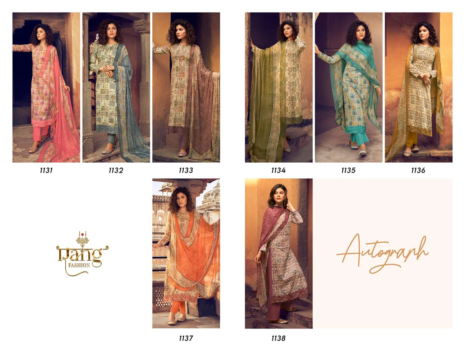 AUTOGRAPH BY RANG FASHION 1131 TO 1138 SERIES BEAUTIFUL STYLISH SUITS FANCY COLORFUL CASUAL WEAR & ETHNIC WEAR & READY TO WEAR JAM COTTON PRINT DRESSES AT WHOLESALE PRICE