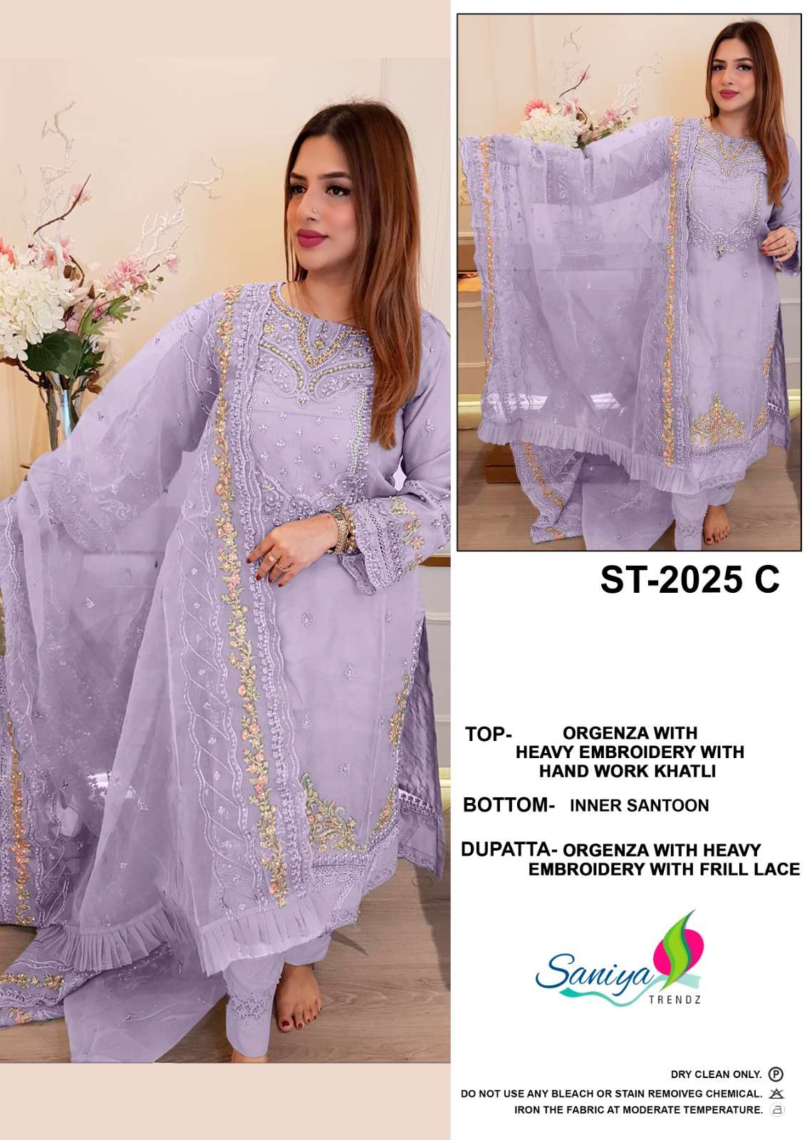 SANIYA TRENDZ 2025 COLOURS BY SANIYA TRENDZ 2025-A TO 2025-D SERIES PAKISTANI SUITS BEAUTIFUL FANCY COLORFUL STYLISH PARTY WEAR & OCCASIONAL WEAR PURE ORGANZA EMBROIDERY DRESSES AT WHOLESALE PRICE