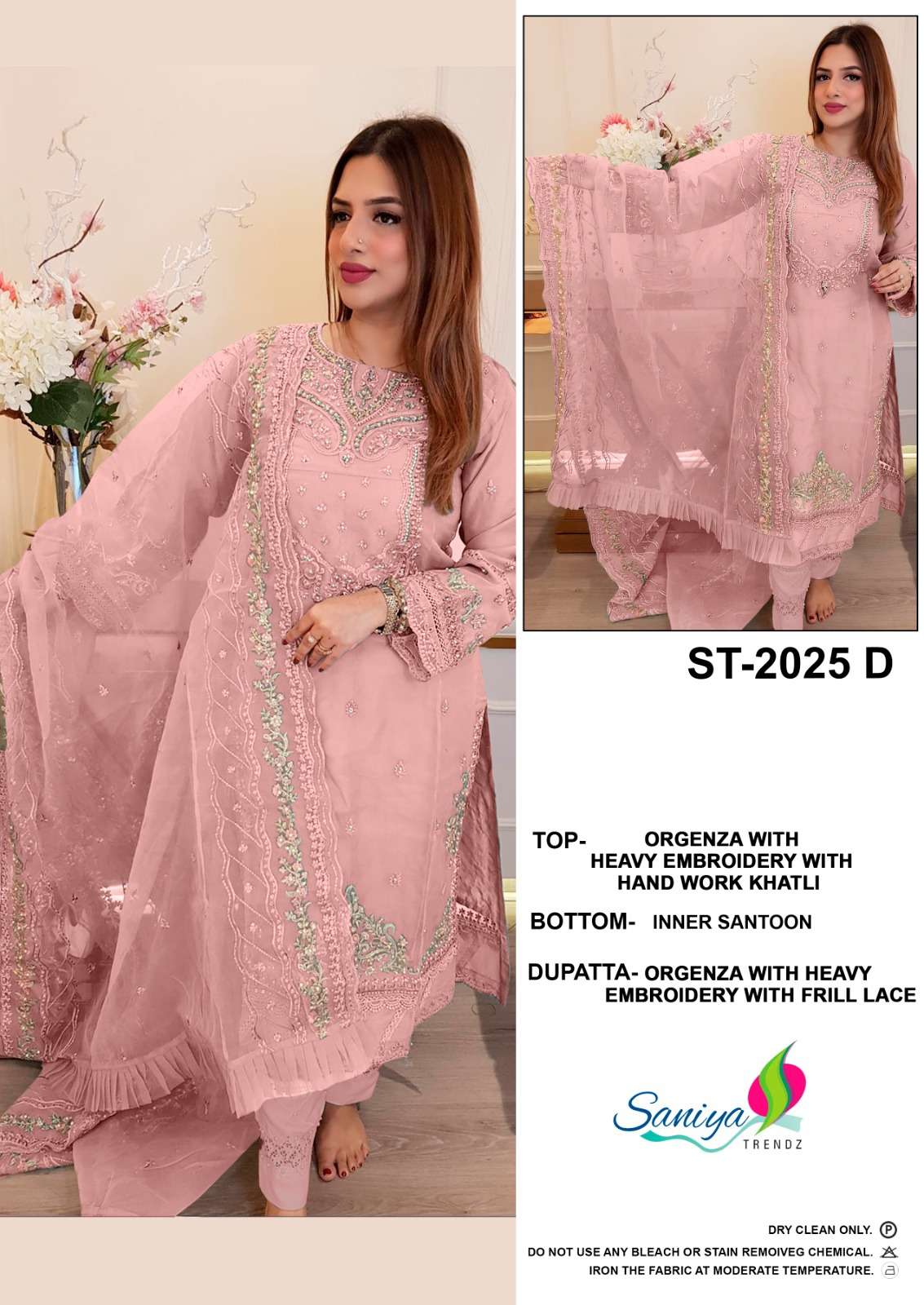 SANIYA TRENDZ 2025 COLOURS BY SANIYA TRENDZ 2025-A TO 2025-D SERIES PAKISTANI SUITS BEAUTIFUL FANCY COLORFUL STYLISH PARTY WEAR & OCCASIONAL WEAR PURE ORGANZA EMBROIDERY DRESSES AT WHOLESALE PRICE