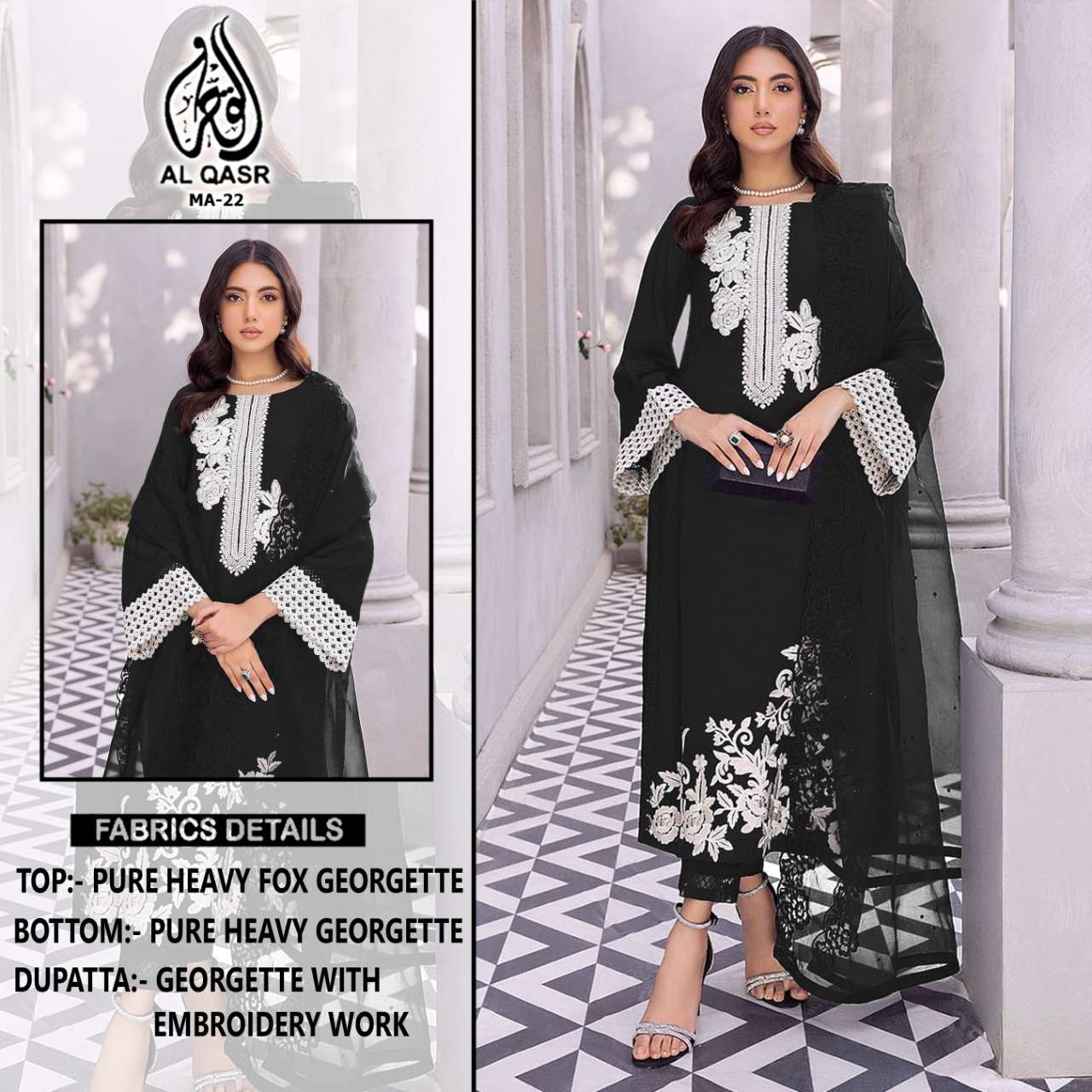 MA-22 COLOURS BY AL QASR 22-A TO 22-B SERIES BEAUTIFUL PAKISTANI SUITS COLORFUL STYLISH FANCY CASUAL WEAR & ETHNIC WEAR FAUX GEORGETTE DRESSES AT WHOLESALE PRICE