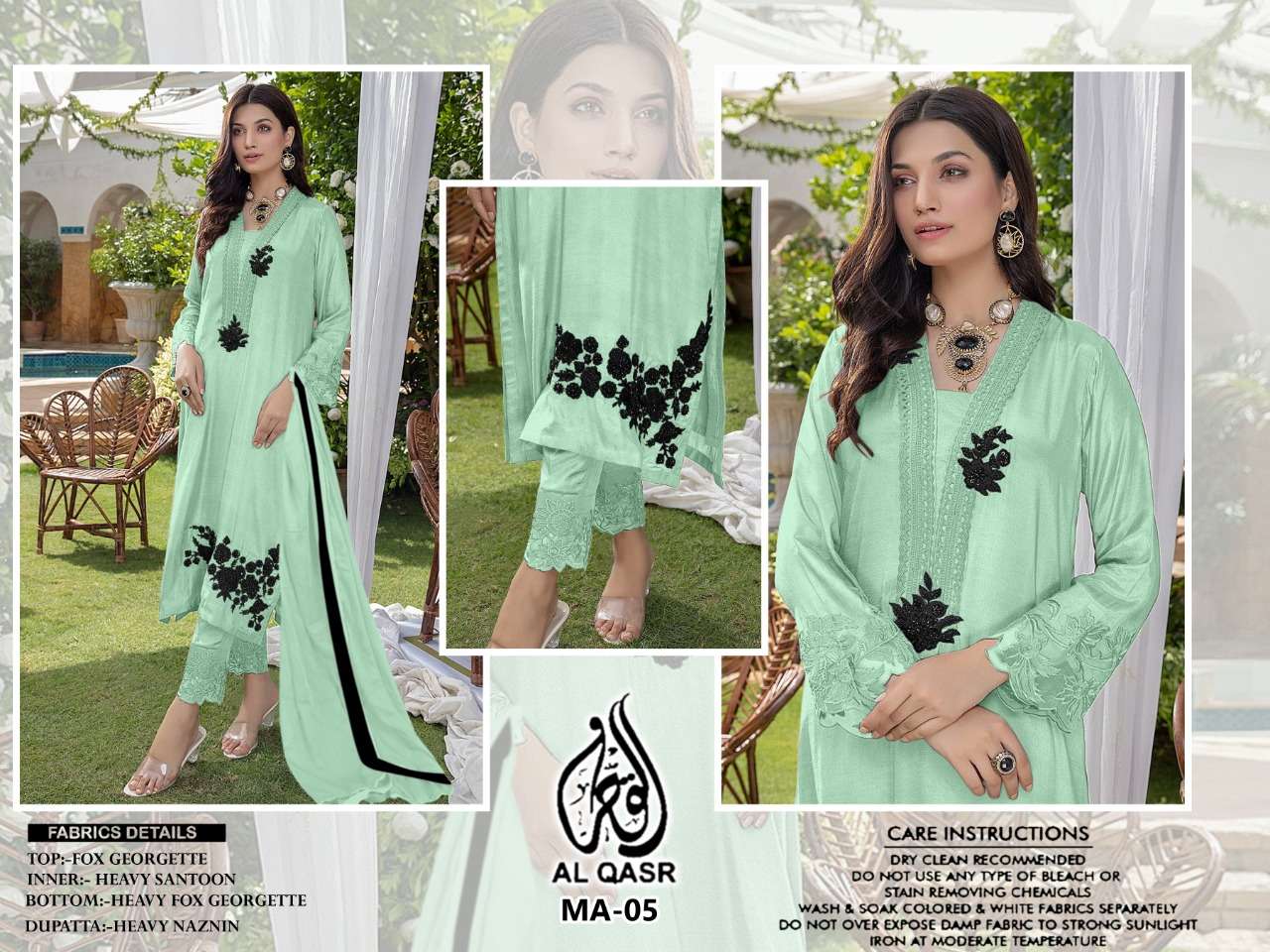MA-05 COLOURS BY AL QASR 05-A TO 05-C SERIES BEAUTIFUL PAKISTANI SUITS COLORFUL STYLISH FANCY CASUAL WEAR & ETHNIC WEAR FAUX GEORGETTE DRESSES AT WHOLESALE PRICE
