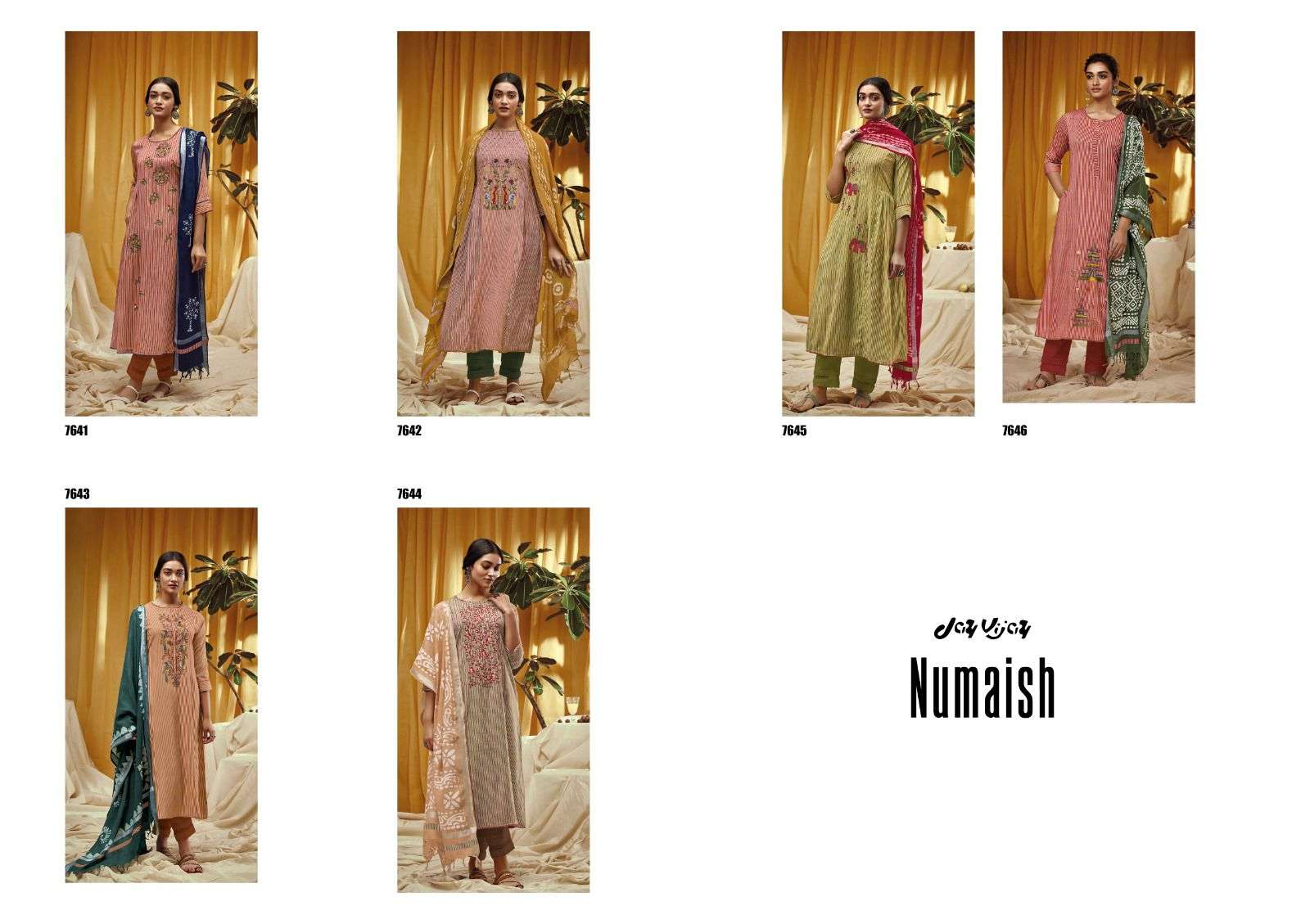 Numaish By Jay Vijay Prints 7641 To 7646 Series Beautiful Stylish Festive Suits Fancy Colorful Casual Wear & Ethnic Wear & Ready To Wear Pure Cotton Embroidery Dresses At Wholesale Price