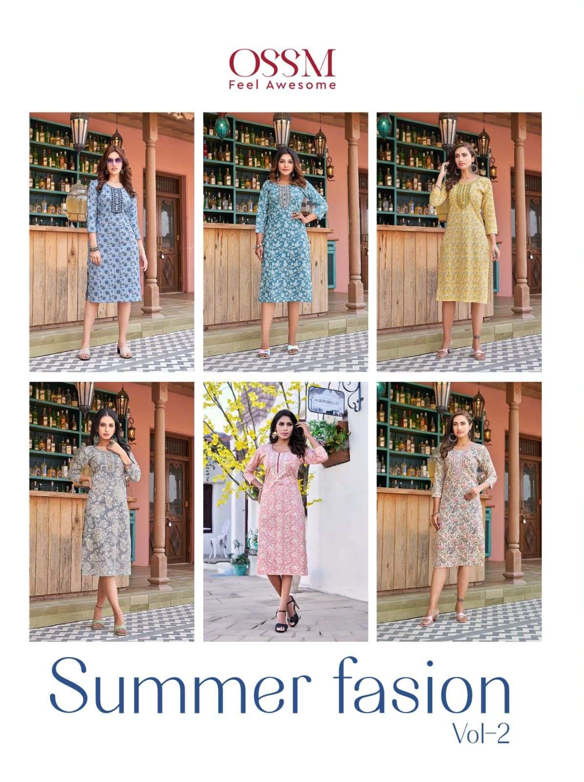 SUMMER FASHION VOL-2 BY OSSM 01 TO 06 SERIES DESIGNER STYLISH FANCY COLORFUL BEAUTIFUL PARTY WEAR & ETHNIC WEAR COLLECTION HEAVY COTTON PRINT KURTIS AT WHOLESALE PRICE