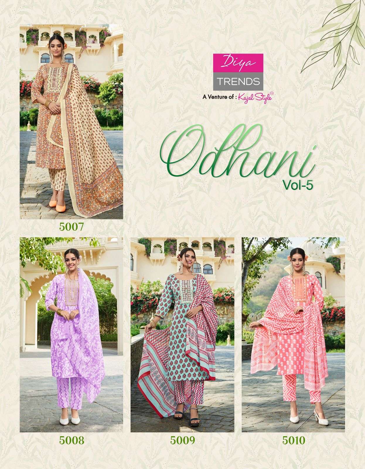 Odhani Vol-5 By Diya Trends 5001 To 5010 Series Beautiful Suits Colorful Stylish Fancy Casual Wear & Ethnic Wear Cotton Print Dresses At Wholesale Price