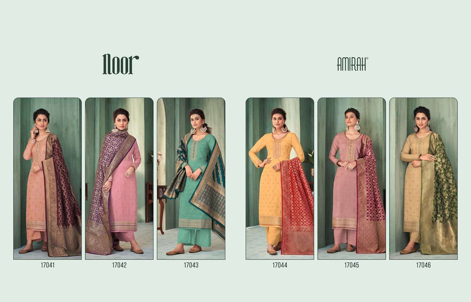 Noor By Amirah 17041 To 17046 Series Beautiful Suits Colorful Stylish Fancy Casual Wear & Ethnic Wear Chinnon Silk Dresses At Wholesale Price