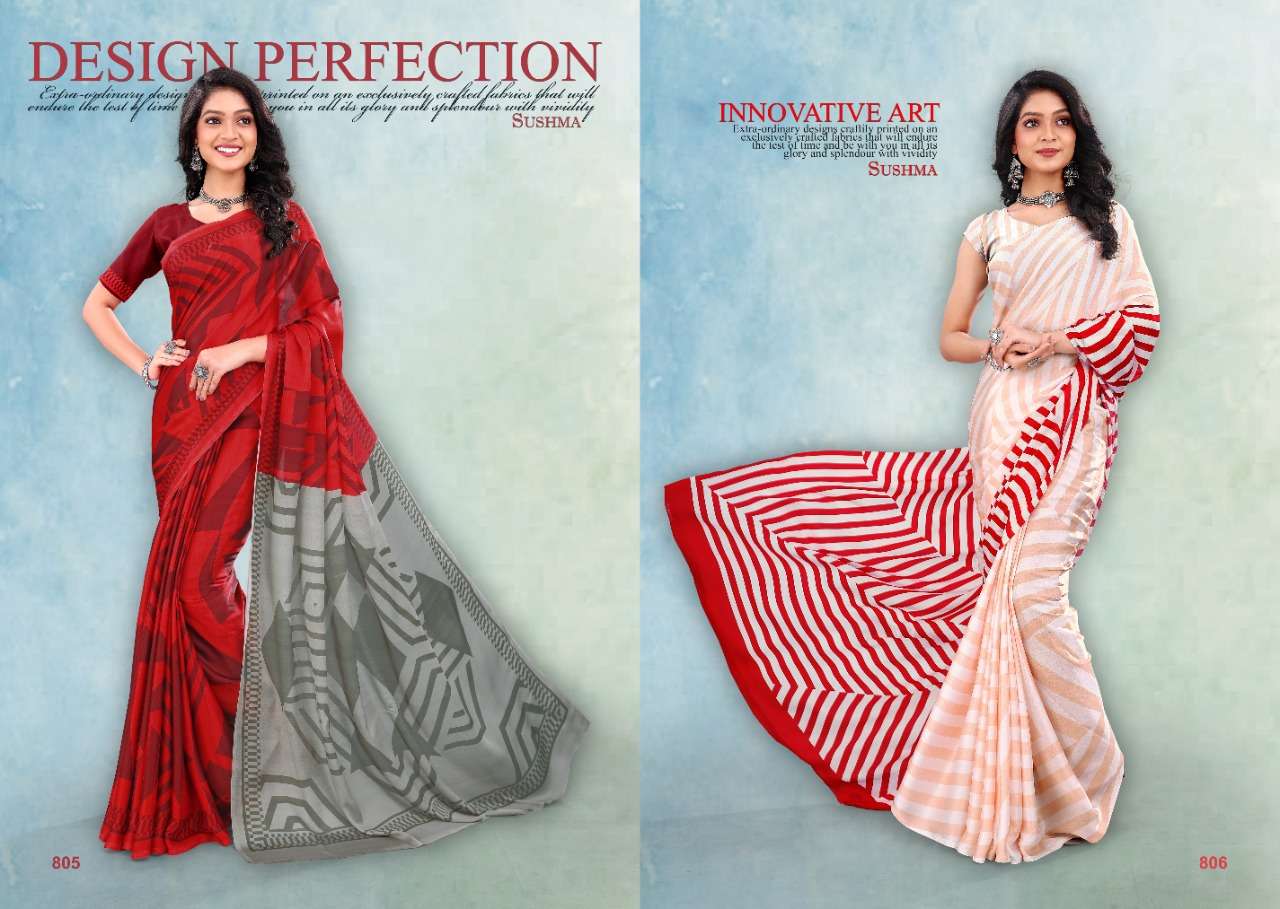 Innovative By Sushma 801 To 810 Series Indian Traditional Wear Collection Beautiful Stylish Fancy Colorful Party Wear & Occasional Wear Satin Sarees At Wholesale Price