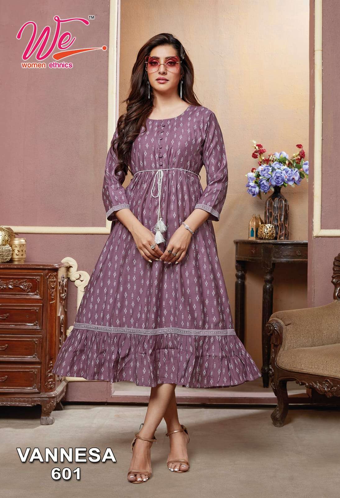 VANNESA BY WOMEN ETHNIC 601 TO 606 SERIES DESIGNER STYLISH FANCY COLORFUL BEAUTIFUL PARTY WEAR & ETHNIC WEAR COLLECTION VISCOSE RAYON KURTIS AT WHOLESALE PRICE