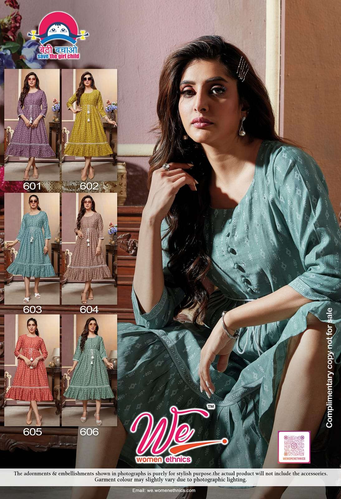 VANNESA BY WOMEN ETHNIC 601 TO 606 SERIES DESIGNER STYLISH FANCY COLORFUL BEAUTIFUL PARTY WEAR & ETHNIC WEAR COLLECTION VISCOSE RAYON KURTIS AT WHOLESALE PRICE