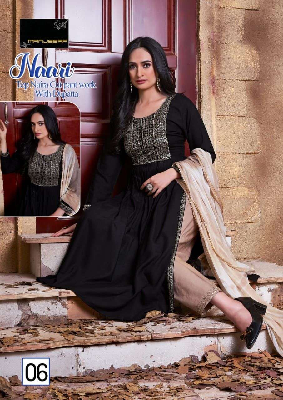 NAARI BY MANJEERA 01 TO 08 SERIES BEAUTIFUL SUITS COLORFUL STYLISH FANCY CASUAL WEAR & ETHNIC WEAR RAYON WITH WORK DRESSES AT WHOLESALE PRICE