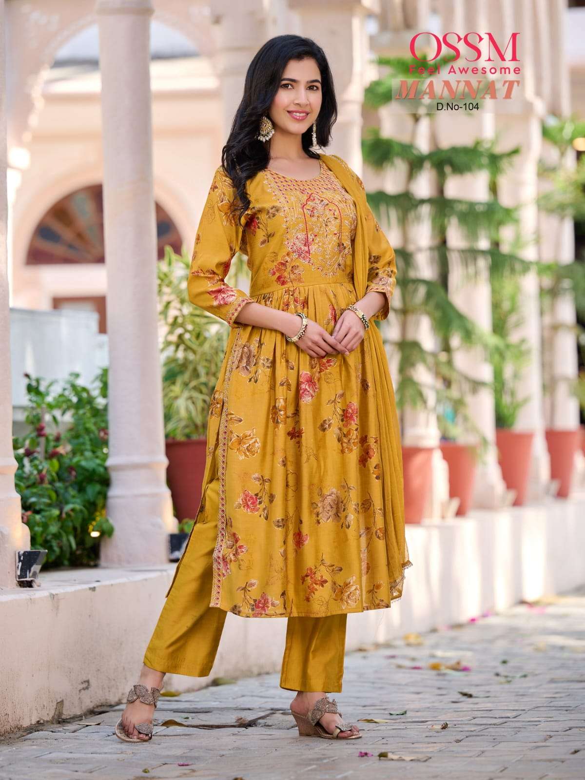 MANNAT VOL-3 BY OSSM 101 TO 106 SERIES BEAUTIFUL SUITS COLORFUL STYLISH FANCY CASUAL WEAR & ETHNIC WEAR MODAL CHANDERI PRINT DRESSES AT WHOLESALE PRICE