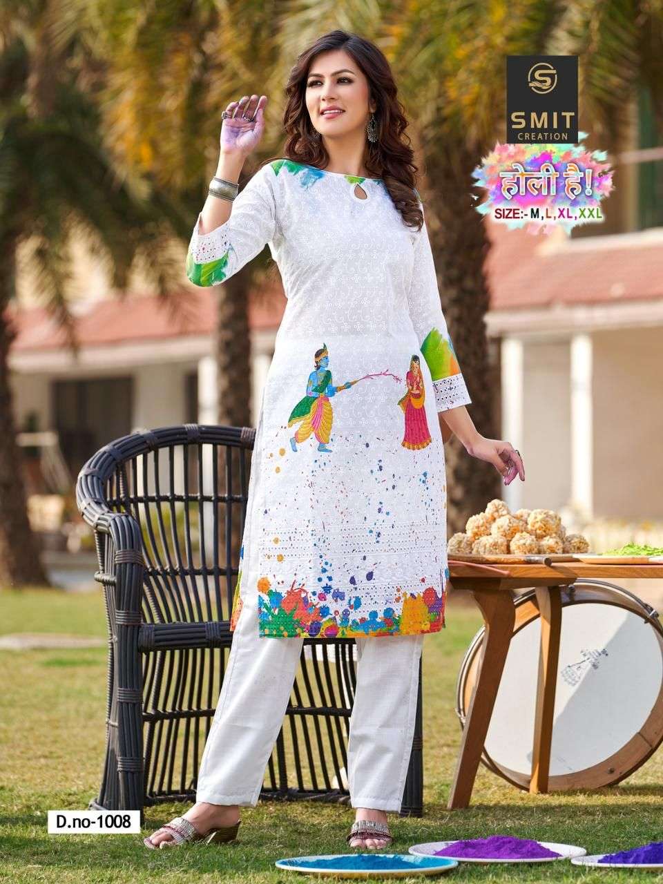 HOLI HAI BY SMIT CREATION 1001 TO 1006 SERIES DESIGNER STYLISH FANCY COLORFUL BEAUTIFUL PARTY WEAR & ETHNIC WEAR COLLECTION COTTON PRINT KURTIS AT WHOLESALE PRICE