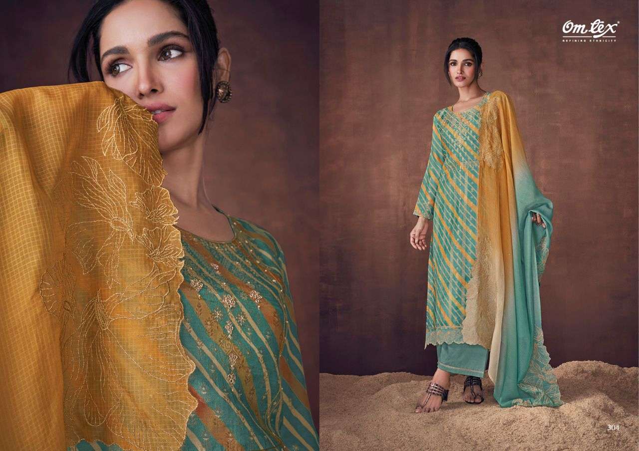 Vrunda By Om Tex 301 To 306 Series Designer Suits Collection Beautiful Stylish Colorful Fancy Party Wear & Occasional Wear Banarasi Jacquard Dresses At Wholesale Price